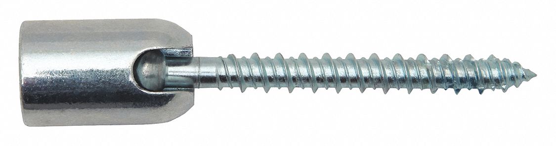 Rod Hanger: 3/8 in Overall Dia, 2 9/16 in Overall Lg, 1/4 in Screw Size, Steel, Screw, 25 PK