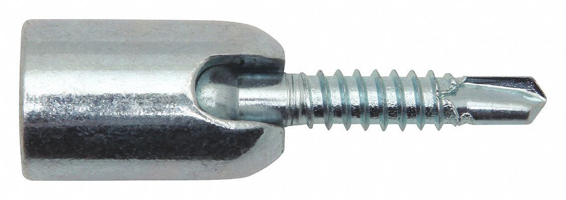 Rod Hanger: 3/8 in Overall Dia, 1 3/4 in Overall Lg, 1/4 in Screw Size, Steel, Screw, 25 PK