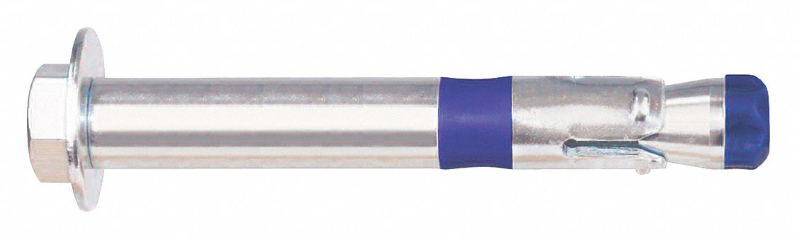 Sleeve Anchor: 1 3/4 in Overall Lg, 1/4 in Dia, Steel, Zinc Plated, Hex, External Hex, 100 PK