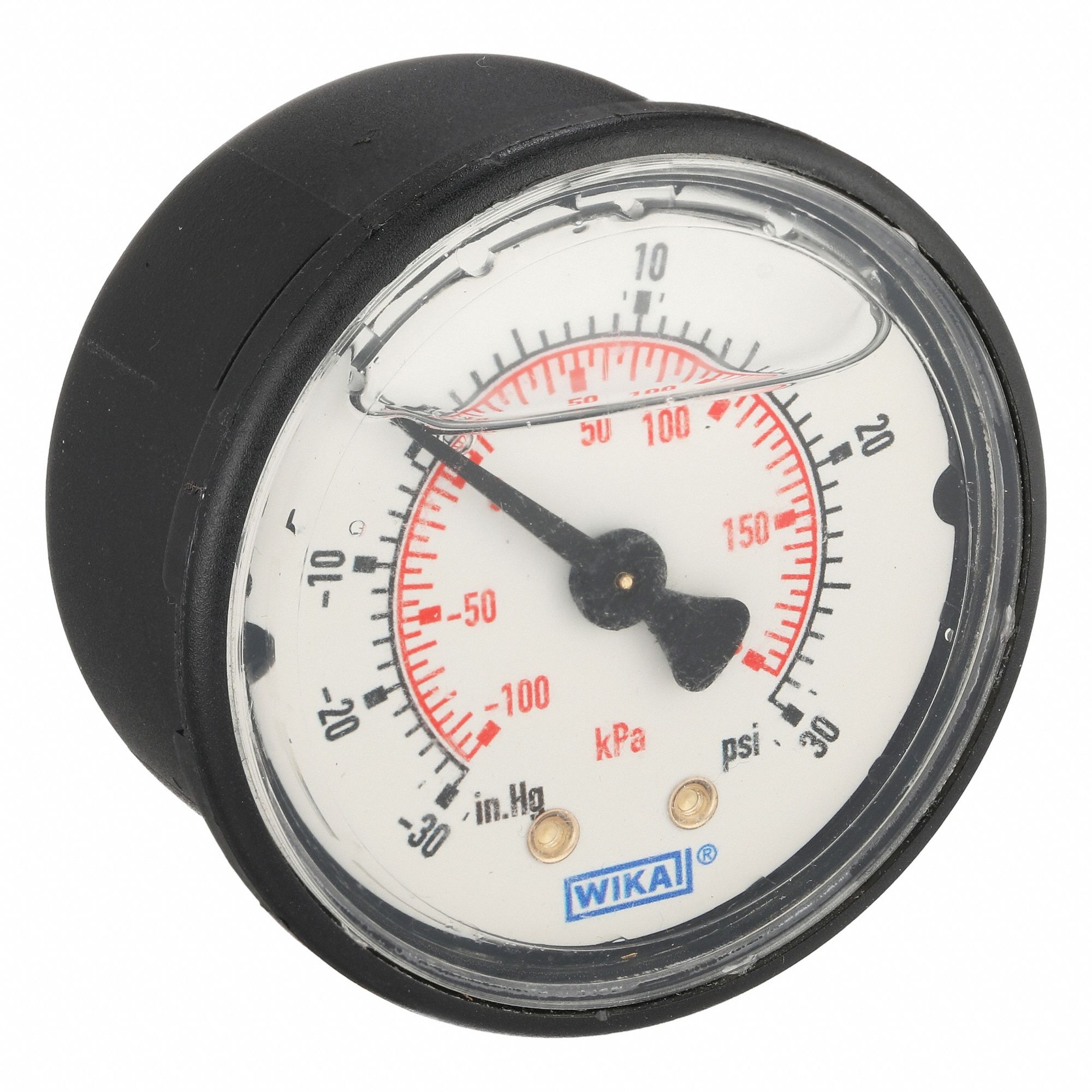 Commercial Pressure Gauge: 30 in Hg to 0 psi / Hg to 30 psi, 2 in Dial, 1/4 in NPT Male, 113.13