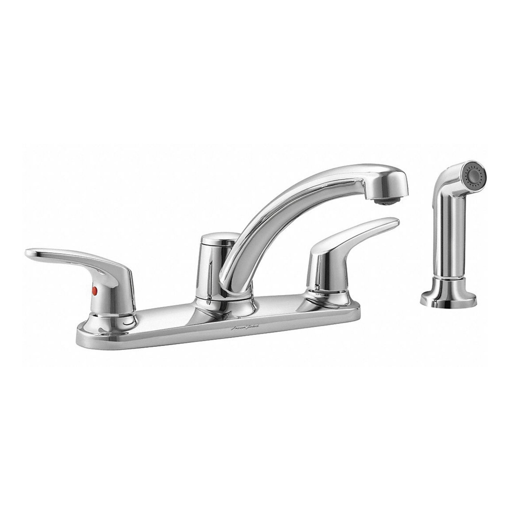 Low Arc Kitchen Faucet: Colony Pro, Metal, Widespread, Deck, 4 Mounting Holes, Arc