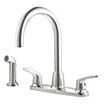 Gooseneck-Spout Dual-Lever-Handle Four-Hole Widespread with Sprayer Deck-Mount Kitchen Sink Faucets image