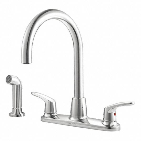 AMERICAN STANDARD Chrome, Gooseneck, Kitchen Sink Faucet, Manual Faucet