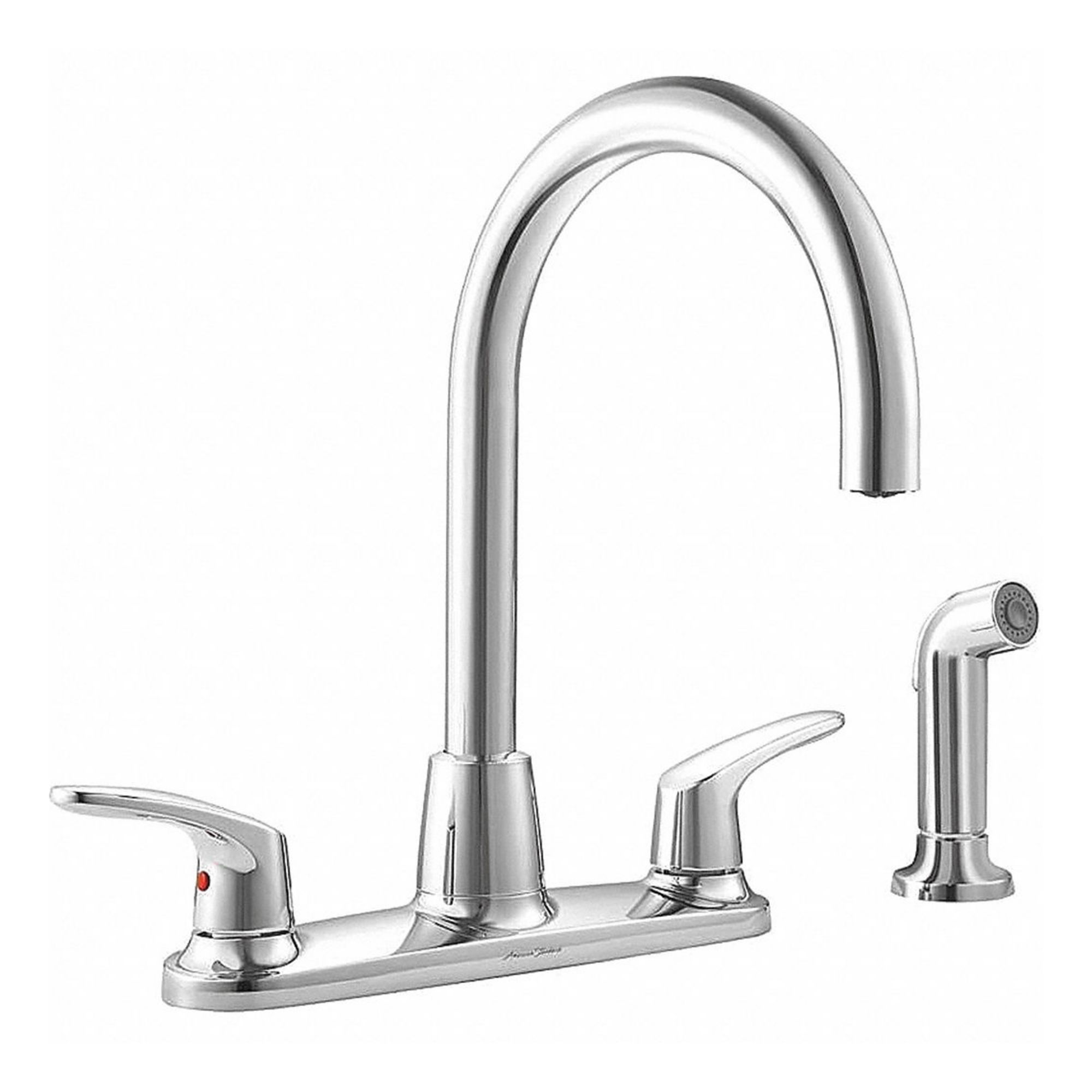 Gooseneck Kitchen Faucet: Colony Pro, Metal, Widespread, Deck, 4 Mounting Holes