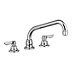 Low-Arc-Spout Dual-Wristblade-Handle Three-Hole Widespread Deck-Mount Kitchen Sink Faucets