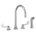 Gooseneck-Spout Dual-Wristblade-Handle Four-Hole Widespread with Sprayer Deck-Mount Kitchen Sink Faucets