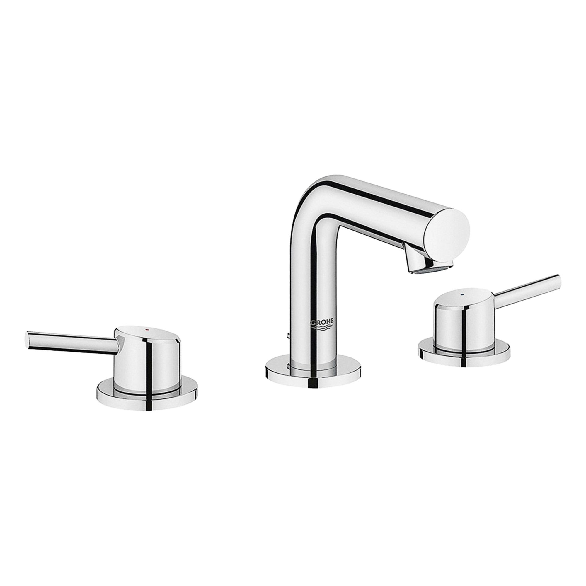 Straight Spout Bathroom Faucet: Concetto, Brass, Chrome Finish, 1.2 gpm Flow Rate, Widespread
