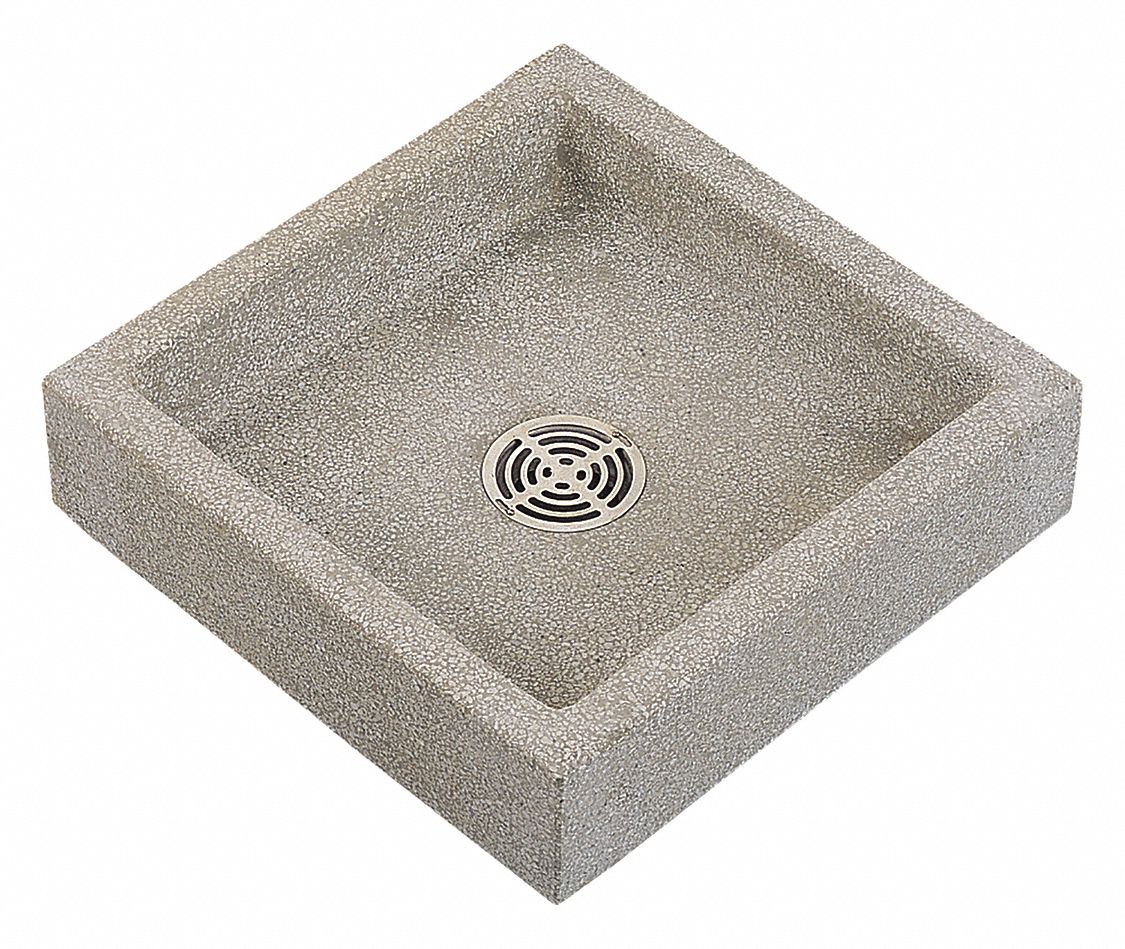Mop Sink: Terrazzo, Gray/White, 20 in Bowl Lg, 20 in Bowl Wd, 4 in Bowl Dp, Square