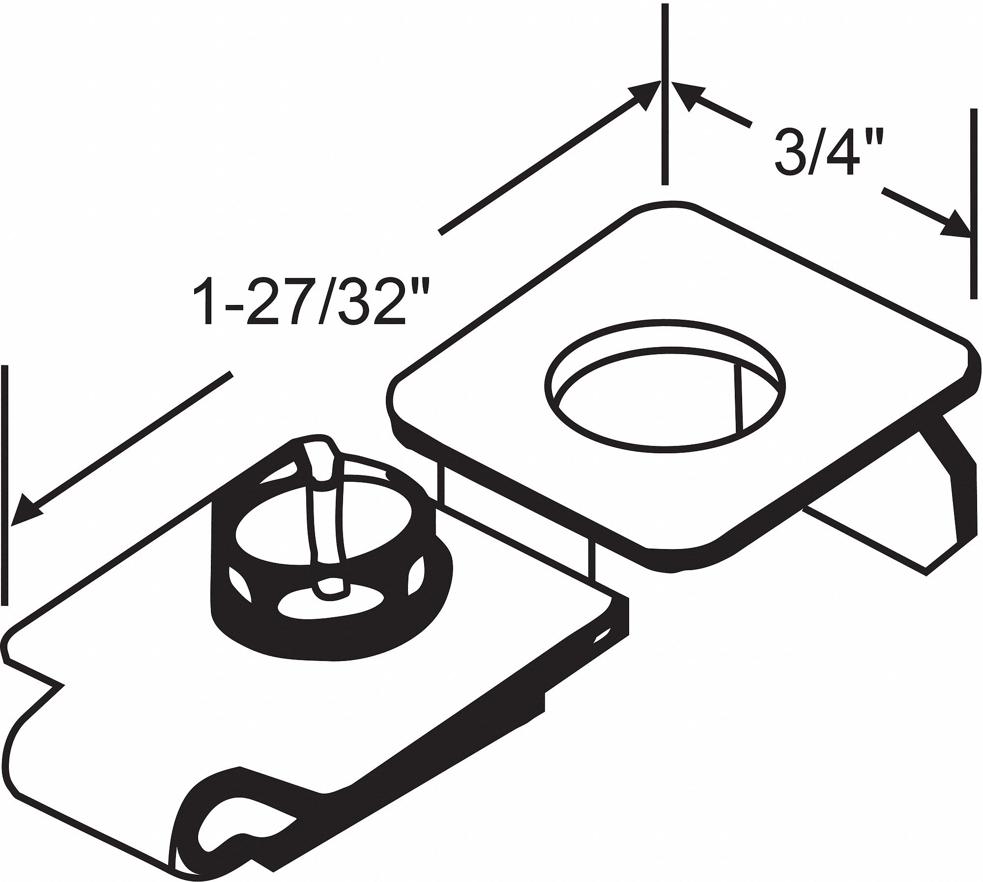 SUPPORT PORTE PIVOT,ACIER,1-27/32PO LO