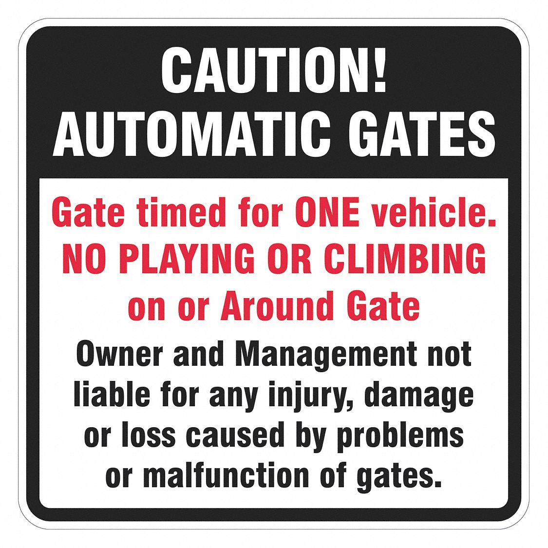 Facility Sign: 12 in x 12 in Nominal Sign Size, Aluminum, 0.063 in, High Intensity Prismatic
