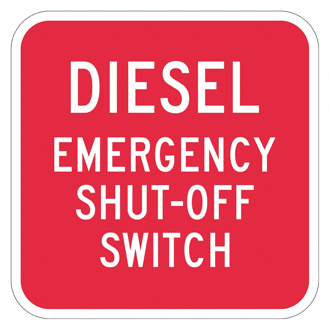 Reflective Diesel Sign: Aluminum, Mounting Holes Sign Mounting, 12 in x 12 in Nominal Sign Size