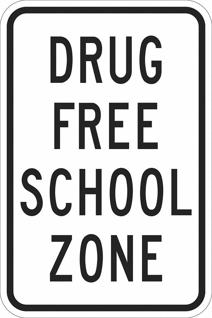 Reflective Drug Free Sign: Aluminum, Mounting Holes Sign Mounting, 18 in x 12 in Nominal Sign Size