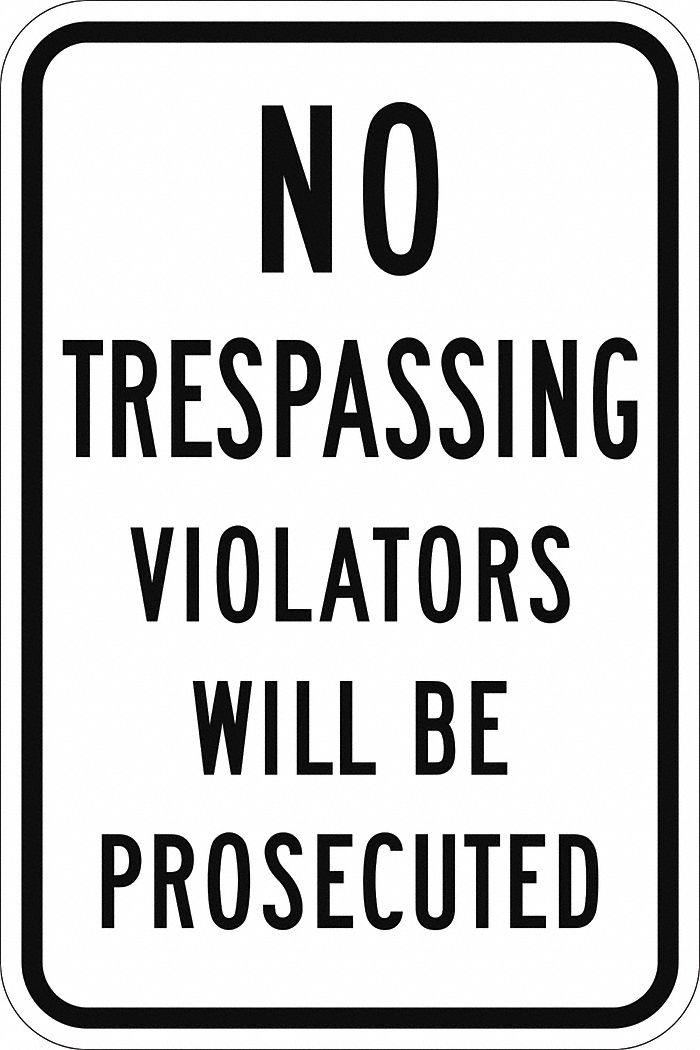 Reflective  No Trespassing  Sign: Aluminum, Mounting Holes Sign Mounting, Engineer Grade