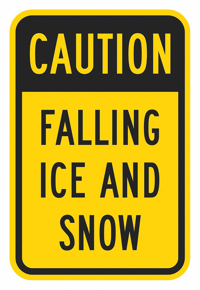 Reflective  Icy Conditions Caution Sign: Aluminum, Mounting Holes Sign Mounting, 0.063 in Thick