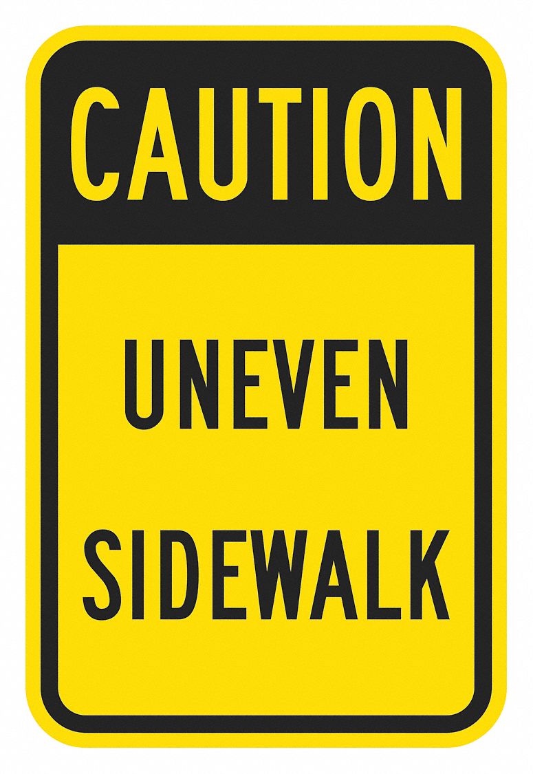 Reflective  Tripping Hazard Caution Sign: Aluminum, Mounting Holes Sign Mounting, 0.063 in Thick