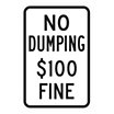 No Dumping $100 Fine Signs image
