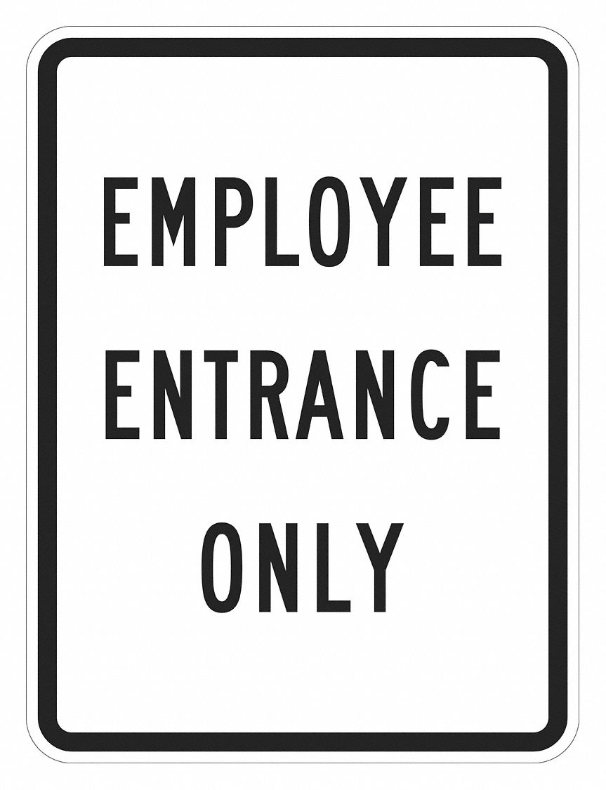 Reflective  Employees & Visitors  Sign: Aluminum, Mounting Holes Sign Mounting, Diamond Grade, Metal