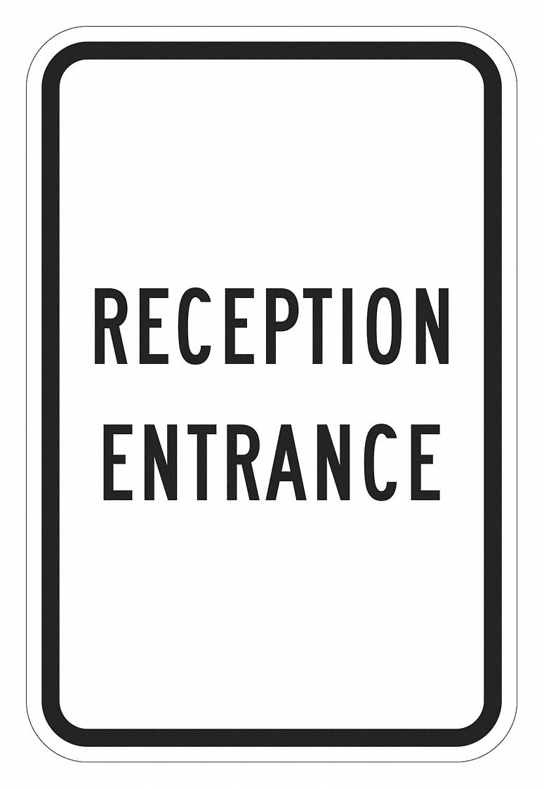 Reflective Visitors Sign: Aluminum, Mounting Holes Sign Mounting, 18 in x 12 in Nominal Sign Size