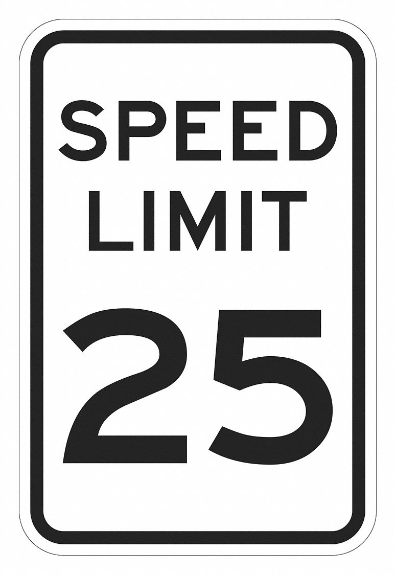 Traffic Sign: 24 in x 18 in Nominal Sign Size, Aluminum, 0.080 in Thick, R2-1 MUTCD, Engineer