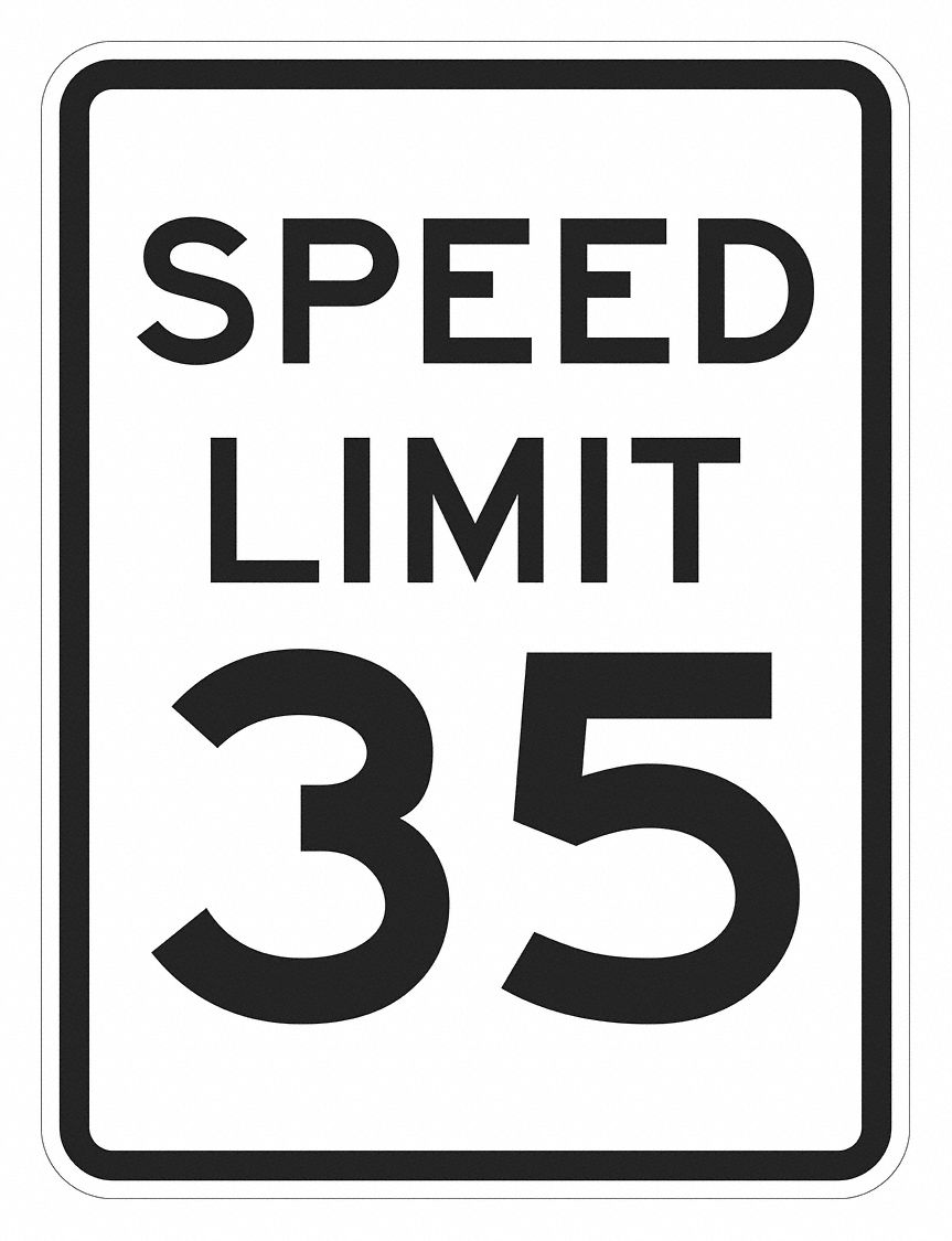 Traffic Sign: 24 in x 18 in Nominal Sign Size, Aluminum, 0.080 in Thick, R2-1 MUTCD, Engineer