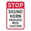 Stop: Sound Horn Proceed With Caution Signs image