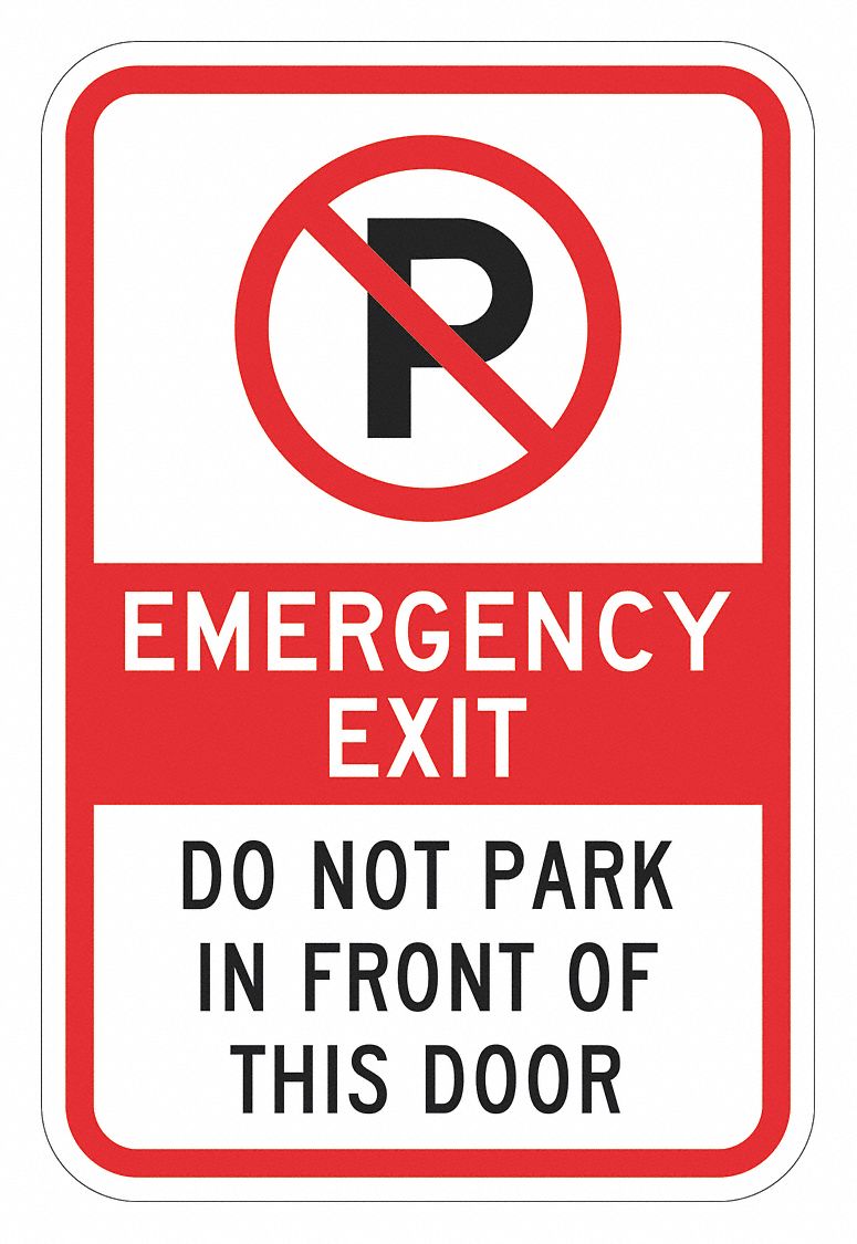 Reflective Fuel Shut Off No Parking Sign: 18 in x 12 in Nominal Sign Size, Aluminum, 0.063 in