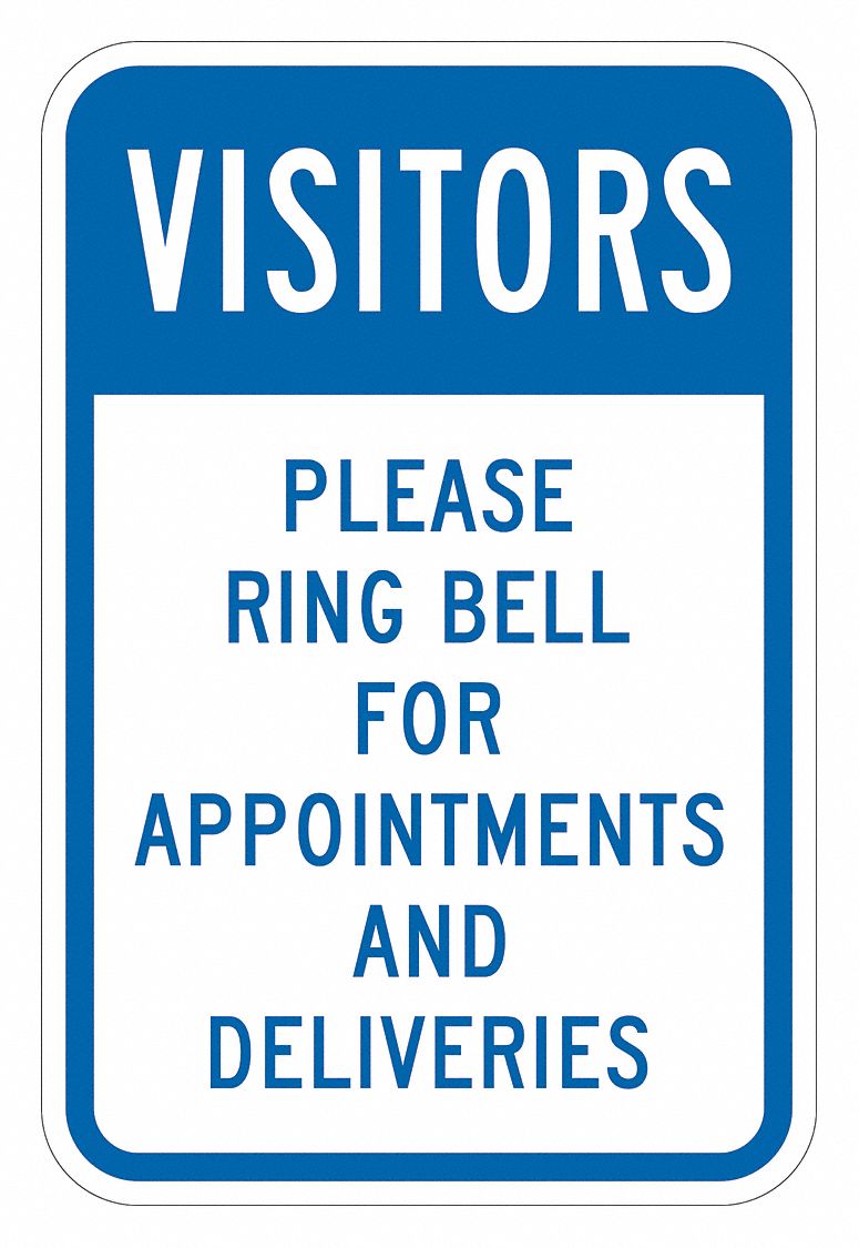 Reflective Visitors Visitors Sign: Aluminum, Mounting Holes Sign Mounting, 0.063 in Thick, Visitors