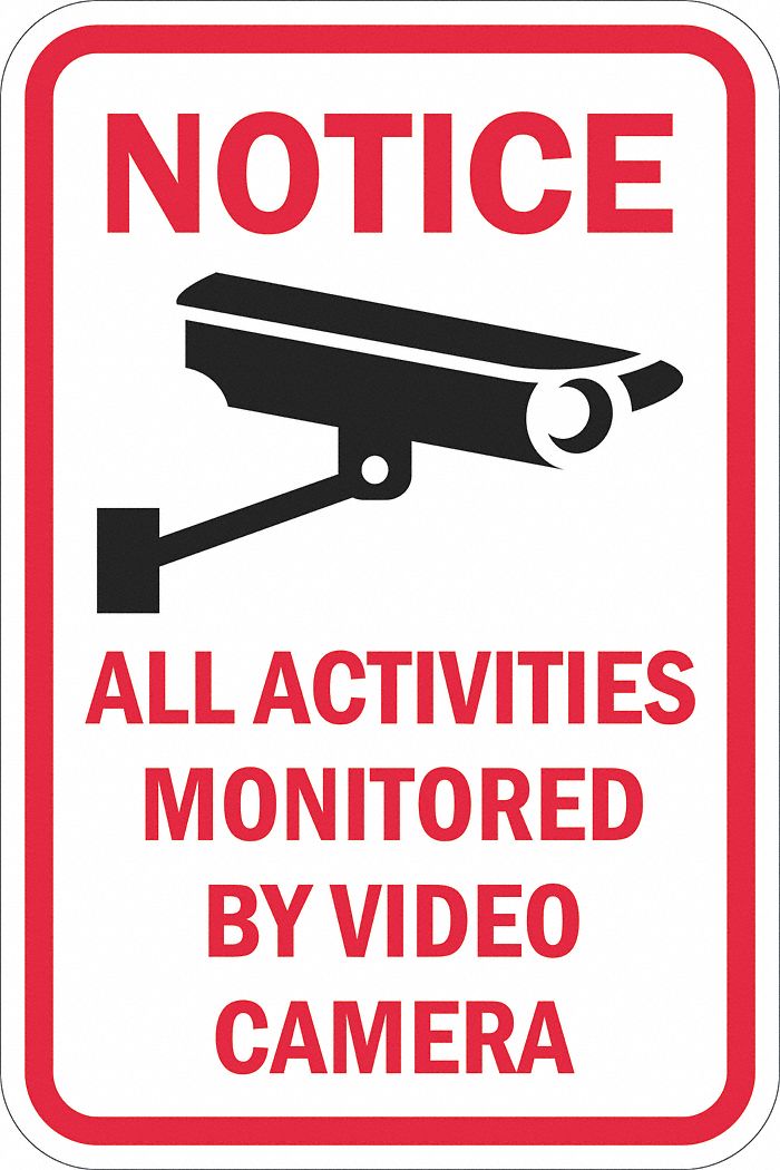 Aluminum, Mounting Holes Sign Mounting, Reflective Surveillance Notice ...