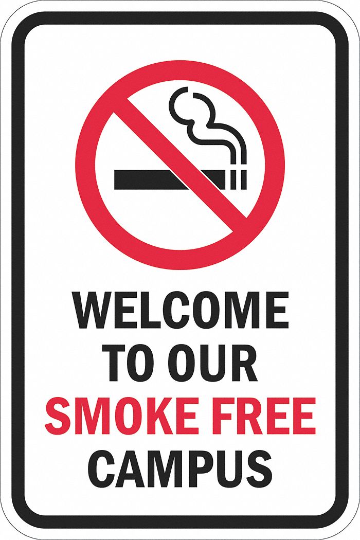 Reflective  No Smoking  Sign: Aluminum, Mounting Holes Sign Mounting, Diamond Grade, 0.063 in Thick
