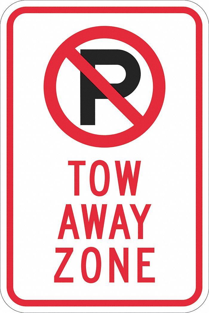 Parking Sign: 18 in x 12 in Nominal Sign Size, Aluminum, 0.063 in, R7-94 MUTCD