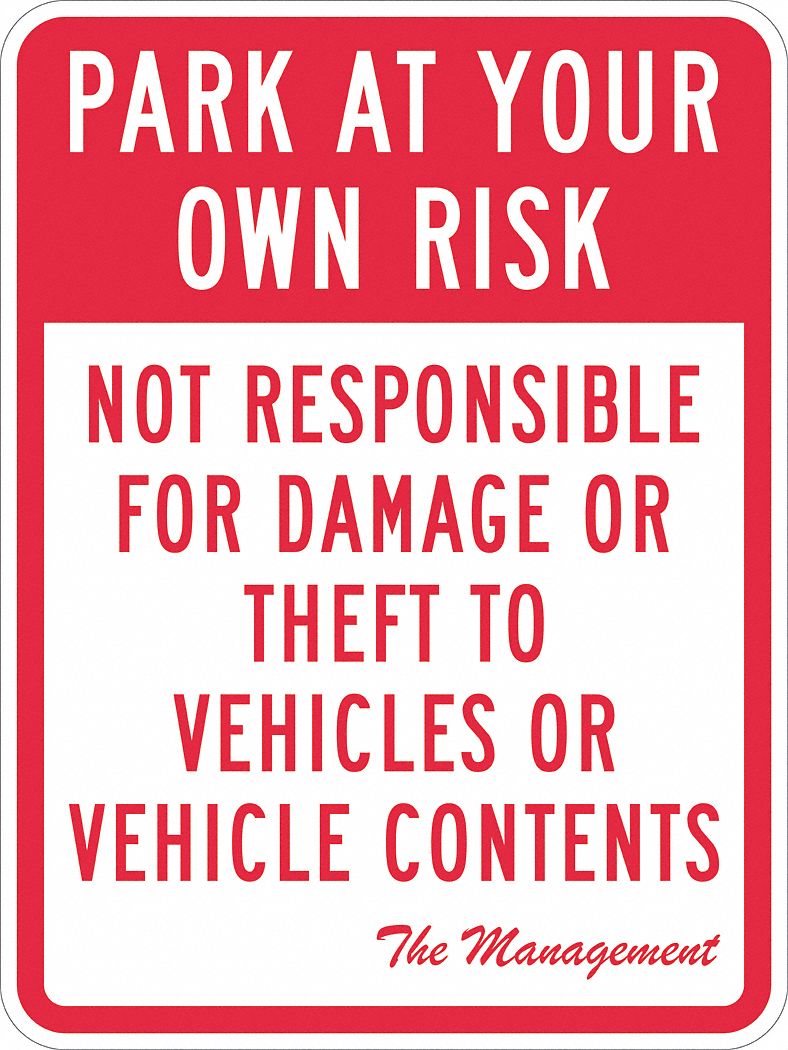 Parking Sign: 18 in x 12 in Nominal Sign Size, Aluminum, 0.063 in, Engineer