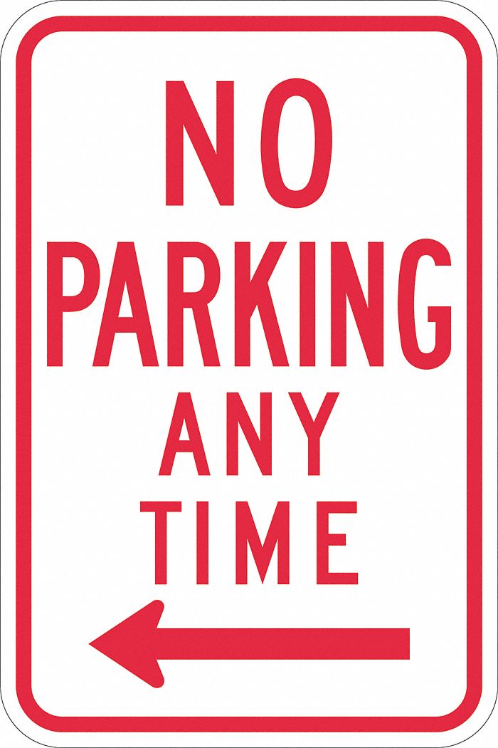 No Parking Sign: 18 in x 12 in Nominal Sign Size, Aluminum, 0.063 in, R7-1L MUTCD, Diamond