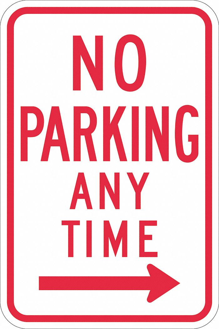 No Parking Sign: 18 in x 12 in Nominal Sign Size, Aluminum, 0.063 in, R7-1R MUTCD, Diamond
