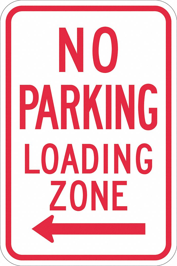 No Parking Sign: 18 in x 12 in Nominal Sign Size, Aluminum, 0.063 in, R7-6L MUTCD, Diamond