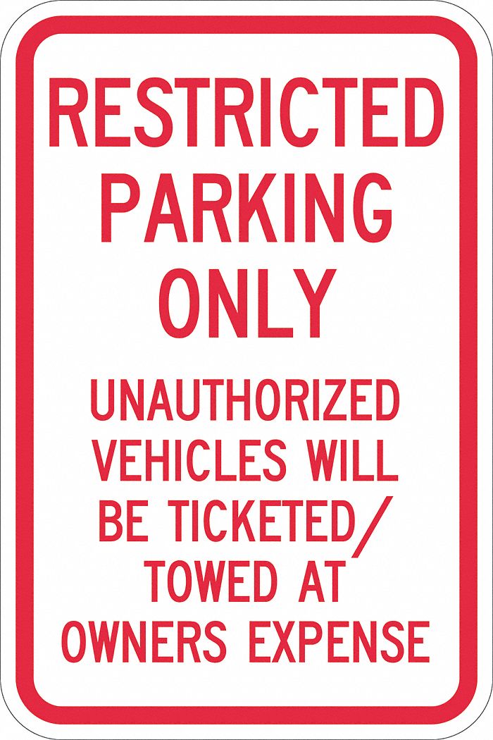 Parking Sign: 18 in x 12 in Nominal Sign Size, Aluminum, 0.063 in, Diamond