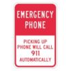 Emergency Phone: Emergency Phone Picking Up Phone Will Call 911 Automatically Signs