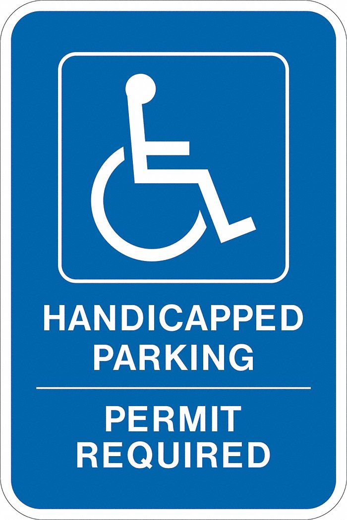 LYLE ADA Handicapped Parking Sign, Sign Legend Handicapped Parking Permit Required, 18 in x 12