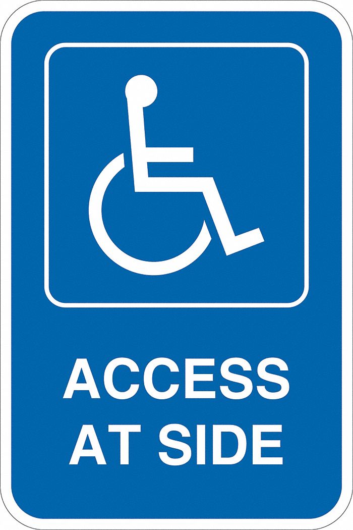 Handicap Parking Sign: 18 in x 12 in Nominal Sign Size, Aluminum, 0.063 in, Engineer