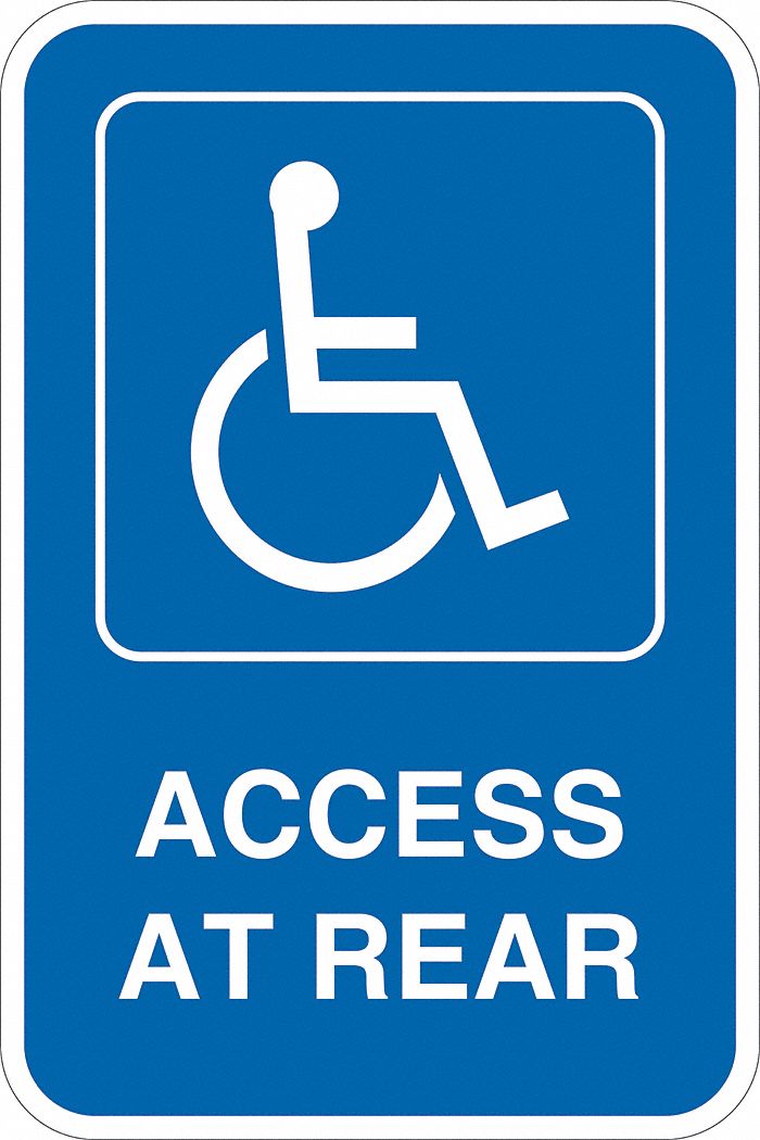 Handicap Parking Sign: 18 in x 12 in Nominal Sign Size, Aluminum, 0.063 in, Diamond