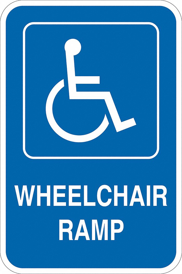 Handicap Parking Sign: 18 in x 12 in Nominal Sign Size, Aluminum, 0.063 in, Diamond
