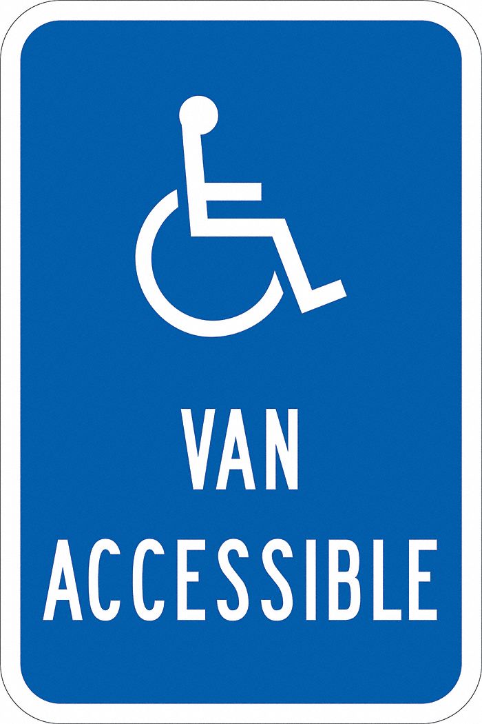 Handicap Parking Sign: 18 in x 12 in Nominal Sign Size, Aluminum, 0.063 in, Diamond