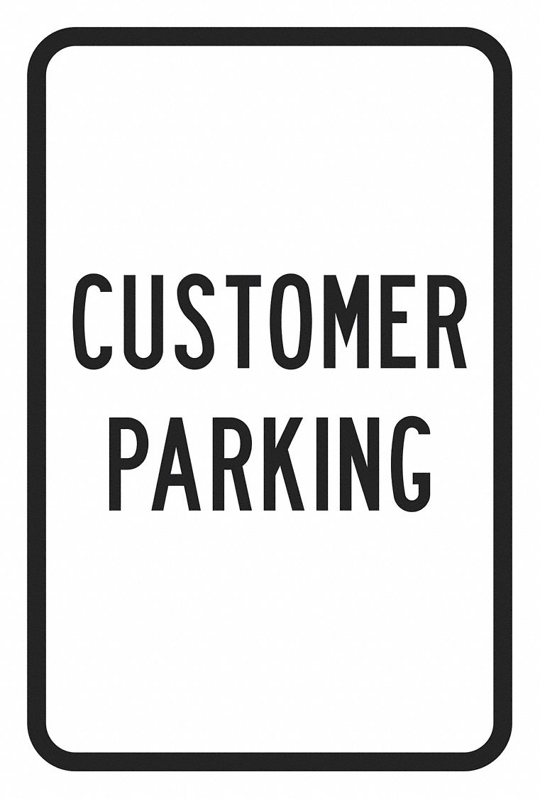 Parking Sign: 18 in x 12 in Nominal Sign Size, Aluminum, 0.063 in, Engineer