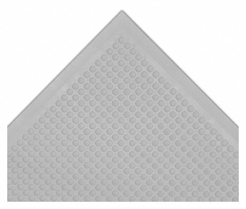 Antifatigue Mat: Bubble, 2 ft x 3 ft, 3/8 in Thick, Gray, Nitrile Rubber, Beveled Edge
