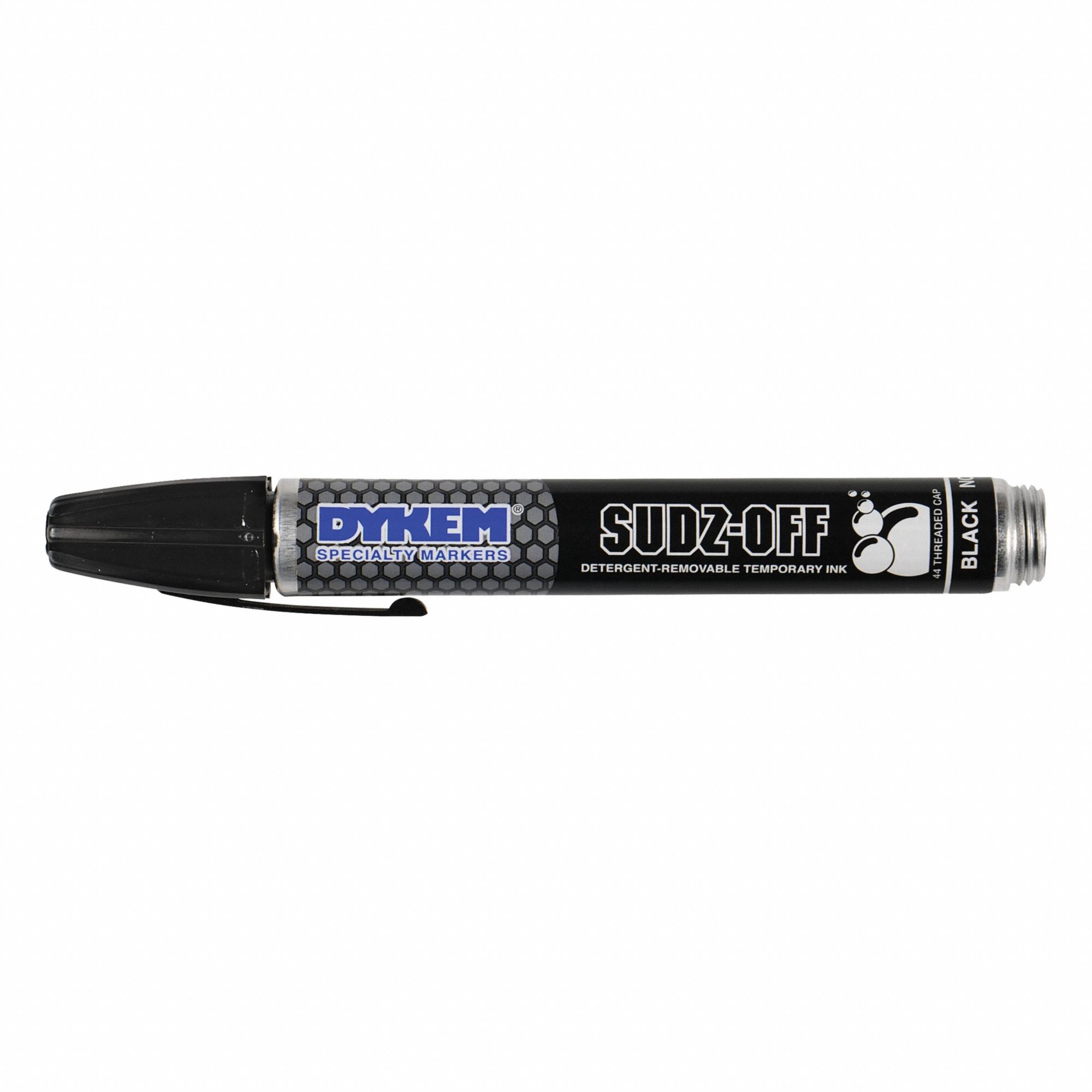 DYKEM Ink Industrial Marker: Remover Removable, 1.3 mm Tip Wd, Bullet Tip Shape, Black, Point (MPN 44985). Key specifications — attr1270537: DYKEM; attr1270568: 25 to 35 sec.