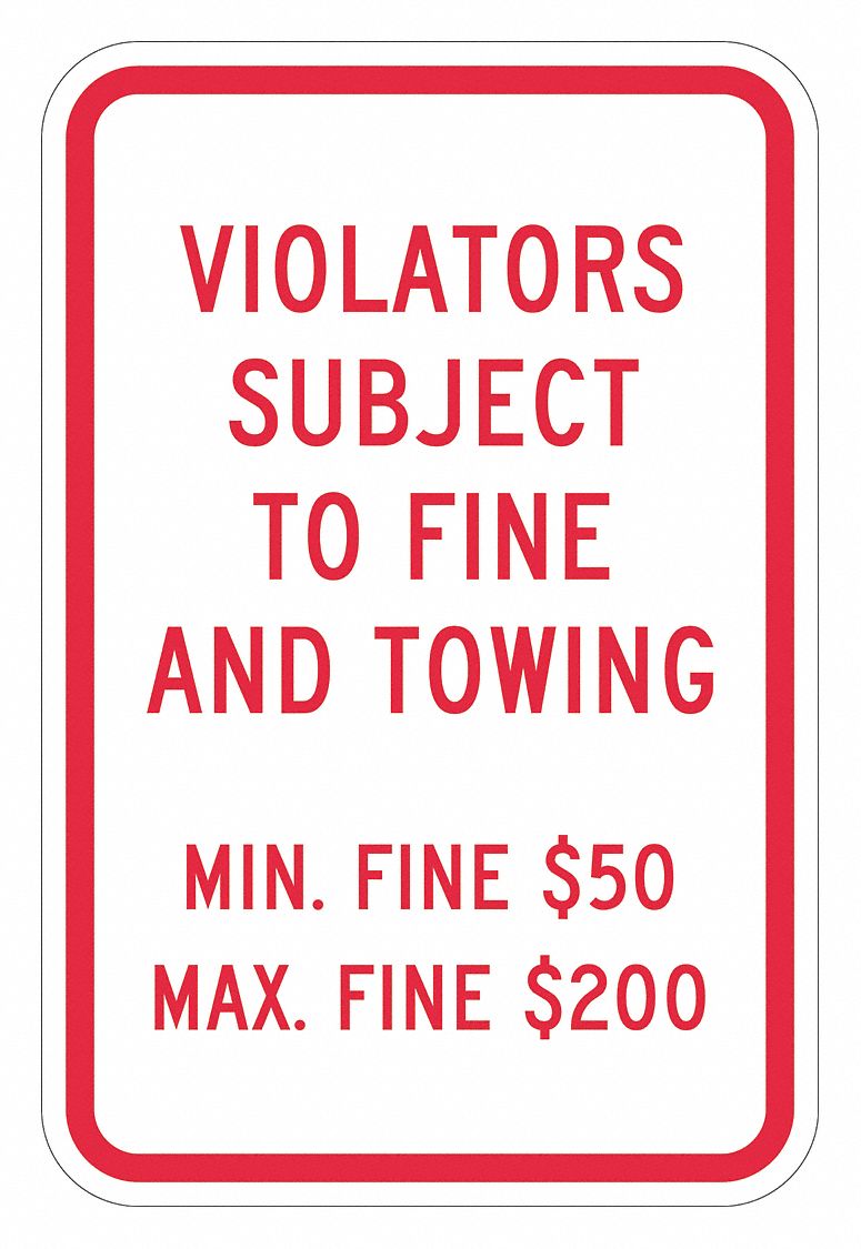 No Parking Sign: 18 in x 12 in Nominal Sign Size, Aluminum, 0.063 in, ADA Compliant, Diamond