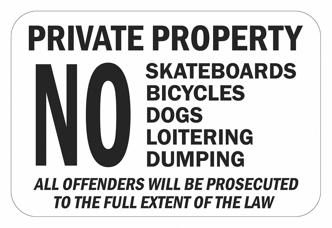 Reflective  No Skateboards  Sign: Aluminum, Mounting Holes Sign Mounting, 0.063 in Thick