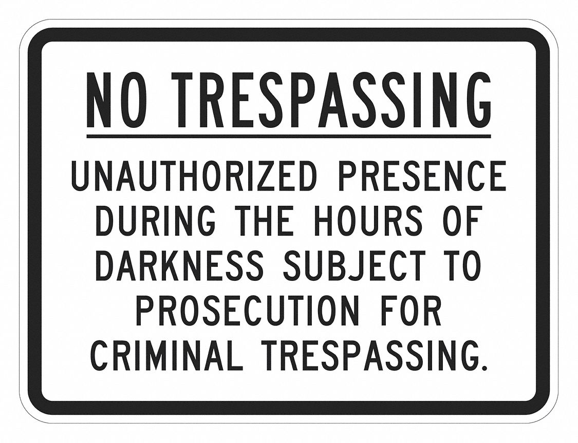 Reflective  No Trespassing Sign: Aluminum, Mounting Holes Sign Mounting, 0.063 in Thick