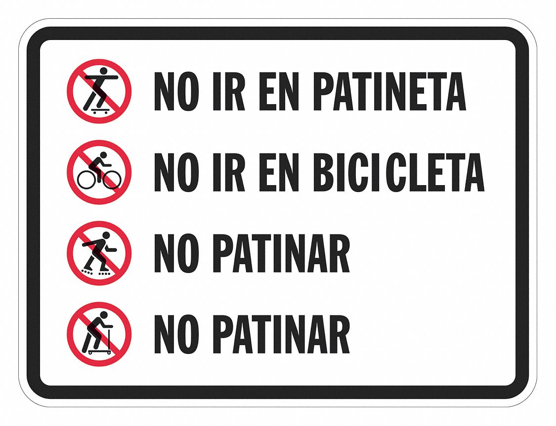 Reflective No Skateboards Sign: Aluminum, Mounting Holes Sign Mounting, 0.063 in Thick