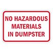 No Hazardous Materials In Dumpster Signs image