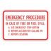 Emergency Procedure In Case Of Fire Or Fuel Spill A: Use Emergency Stop Button Signs